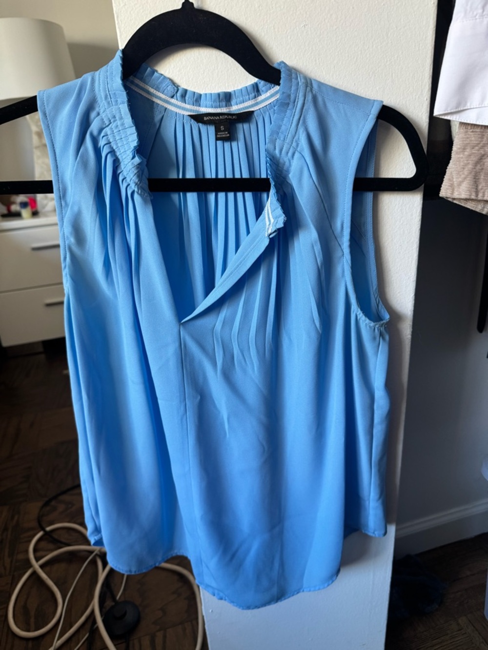 Banana Republic Light Blue Pleated Sleeveless Camisole